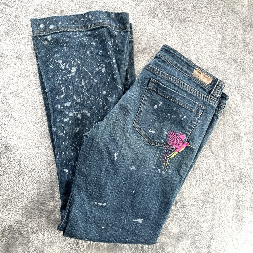DKNY Jeans Women's 11 Med Wash Mid Rise Distressed Embroidered